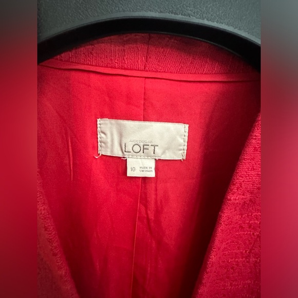 Loft Red Textured Collarless Blazer - Picture 4 of 9